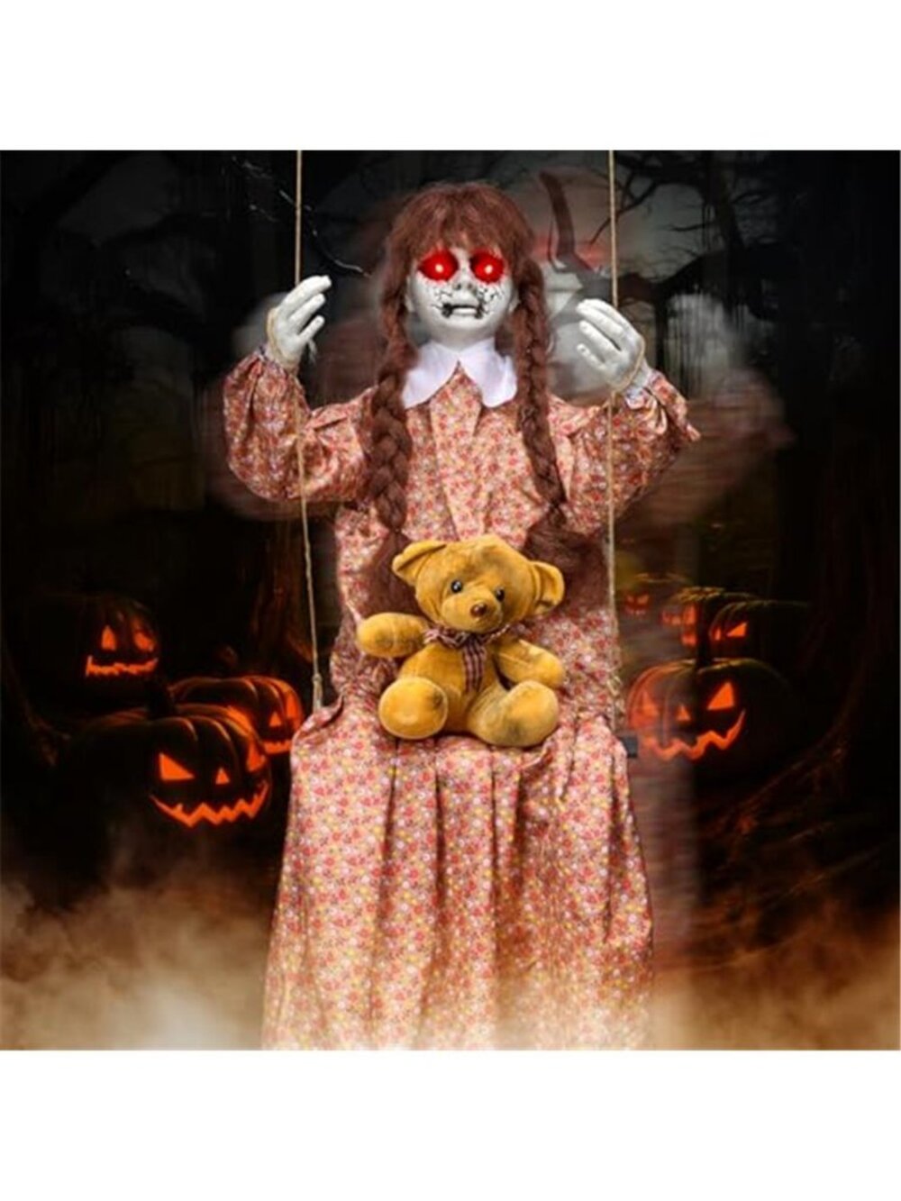 4.8FT Halloween Scary Decorations Outdoor,Hanging Swinging Doll Girl